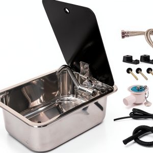 WANGCEPLSD Stainless RV Sink 304 Steel Foldable Faucet-0
