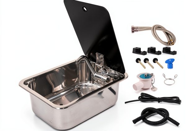 WANGCEPLSD Stainless RV Sink 304 Steel Foldable Faucet-0