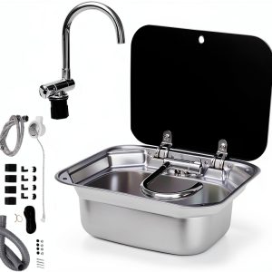 Kunghei Stainless RV Sink with Foldable Faucet-0