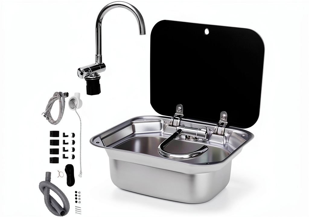 Kunghei RV sink installed in a compact RV kitchen