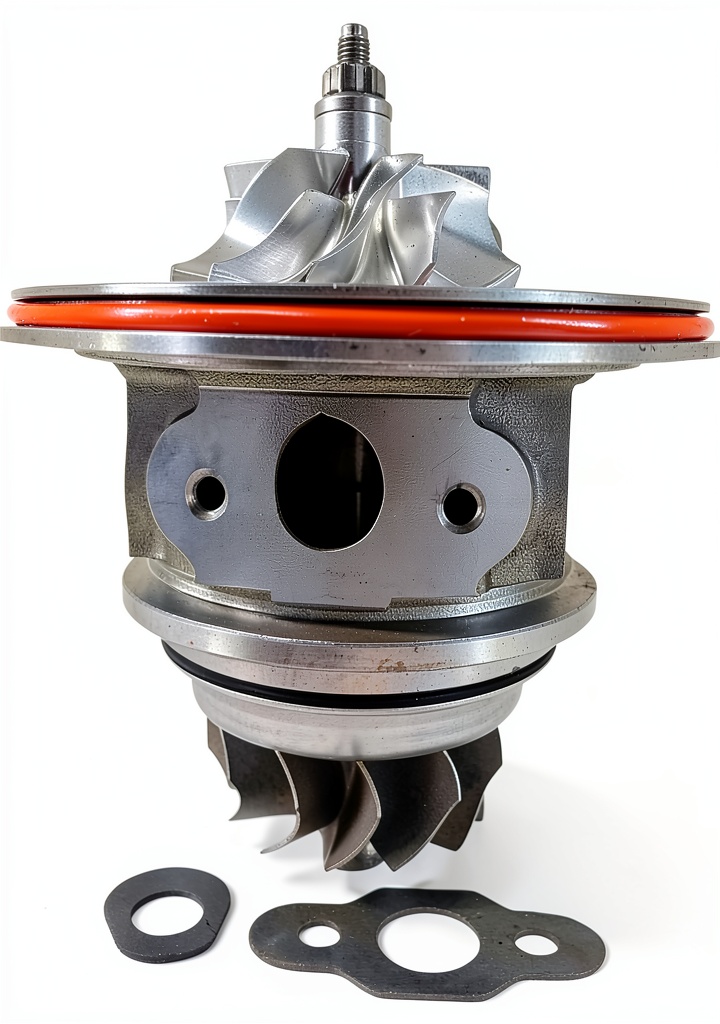 Turbocharger core installed in a Mitsubishi Lancer EVO engine bay