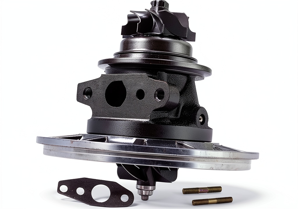 Installing maXpeedingrods turbocharger core for Toyota 2KD-FTV on a wooden workbench