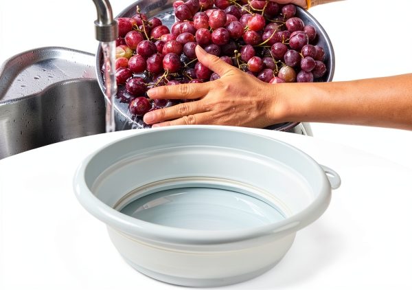 AUNMAS Foldable Plastic Wash Bowl Portable Blue-5