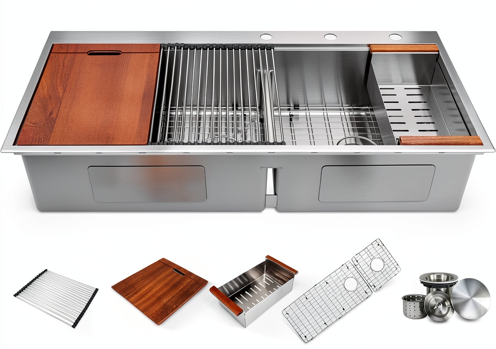 eModern stainless kitchen sink installed in an RV kitchen