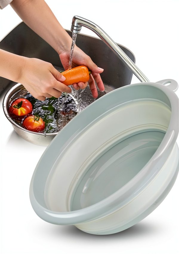 AUNMAS Foldable Plastic Wash Bowl Portable Blue-6