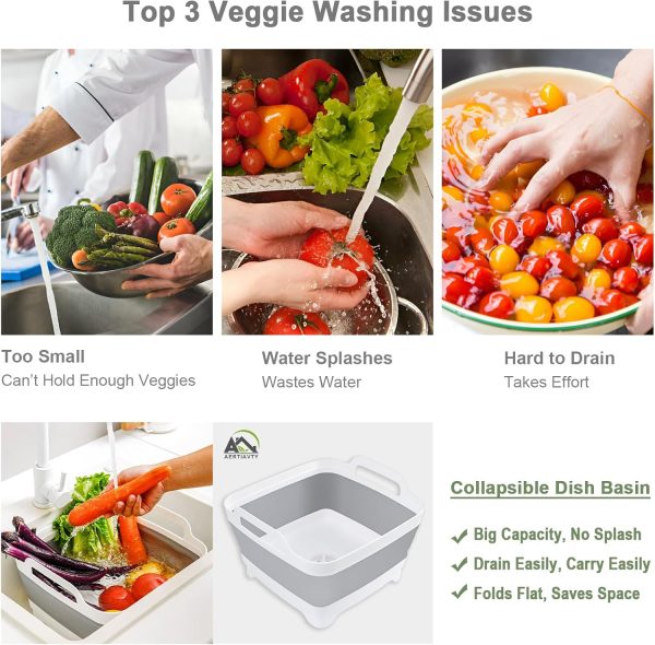 Aertiavty Light Grey Collapsible Dish Basin RV Kitchen Sink-7