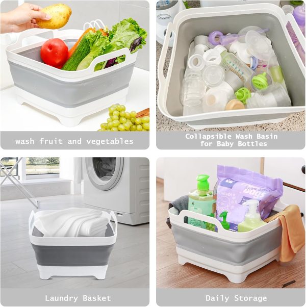 Aertiavty Light Grey Collapsible Dish Basin RV Kitchen Sink-2