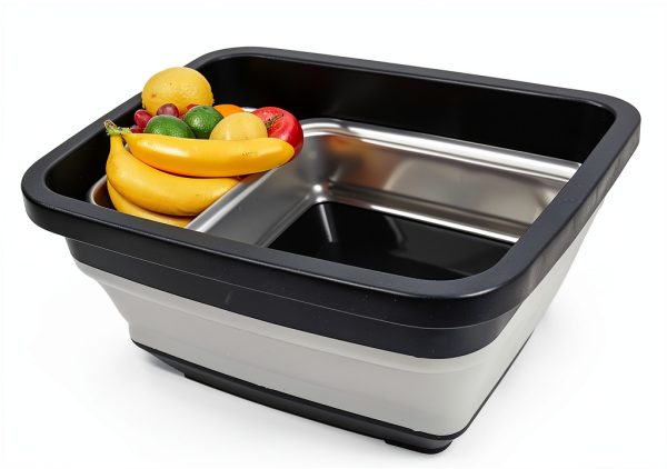 ZIZEV Foldable Stainless Sink Tub 12.6in Travel-5