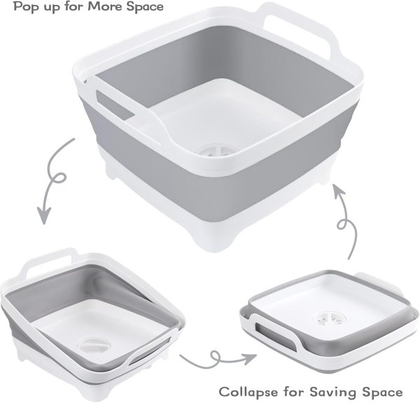 Aertiavty Light Grey Collapsible Dish Basin RV Kitchen Sink-6