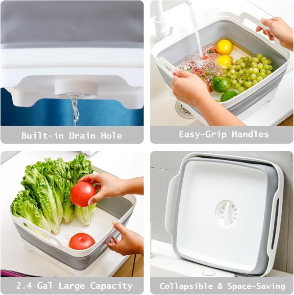 Aertiavty Light Grey Collapsible Dish Basin RV Kitchen Sink-5