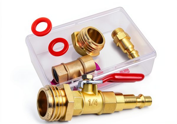 RV Winterize Blowout Adapter Kit - 1/4" Male Quick Connect Plug and 3/4" Male GHT Thread, Wintering Quick Fitting with Ball Valve and 2 Pcs Washers for Winterize RV Boat Camper Trailer-5