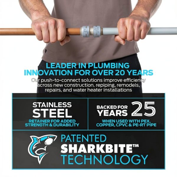 SharkBite Max 1 x 1 in PTC Ball Valve, Push-to-Connect Brass Water Shut-Off Plumbing Fitting, UR22223-3
