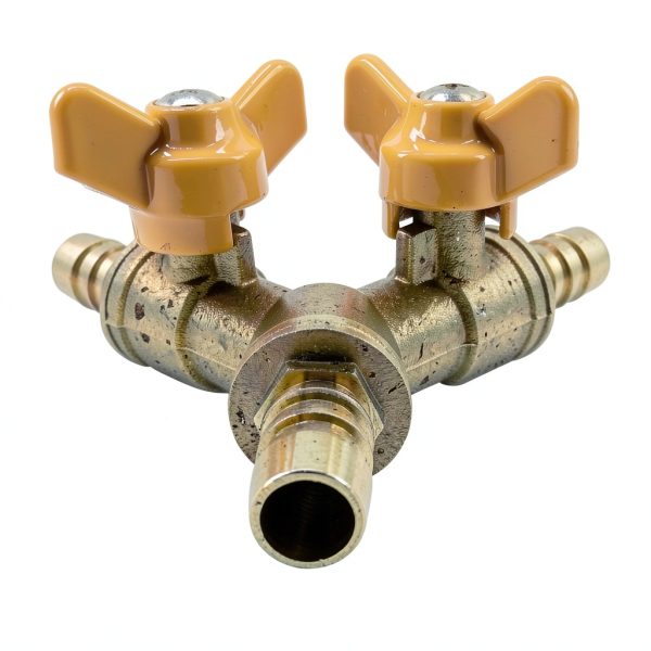 Brass 3 Way Shut-Off Valve, 3/8" Hose Barb 2 Switch Y Shaped Ball Valve Water/Fuel/Air-4