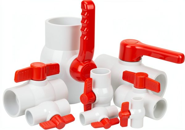 3Inch PVC Ball Valve Water Pipe Shut-off Valve Socket with Red T-Handle for Cold Water Supply lines, Irrigation Pipe fitting System(Socket x Socket), 3" PVC Water Shut-off Valves Fitting, SCH40-5