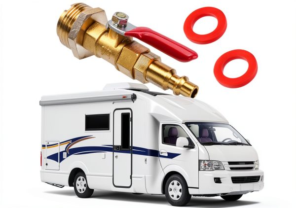 RV Winterize Blowout Adapter Kit - 1/4" Male Quick Connect Plug and 3/4" Male GHT Thread, Wintering Quick Fitting with Ball Valve and 2 Pcs Washers for Winterize RV Boat Camper Trailer-6