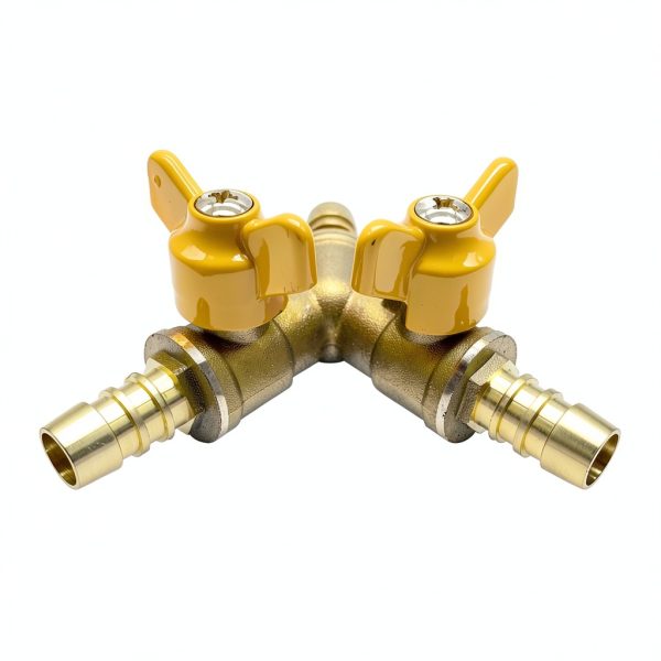 Brass 3 Way Shut-Off Valve, 3/8" Hose Barb 2 Switch Y Shaped Ball Valve Water/Fuel/Air-1