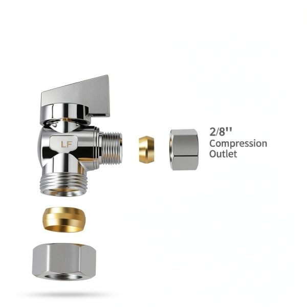 2 Pack Brass Compression Angle Stop Valves 5/8" x 3/8" by Minimprover-1