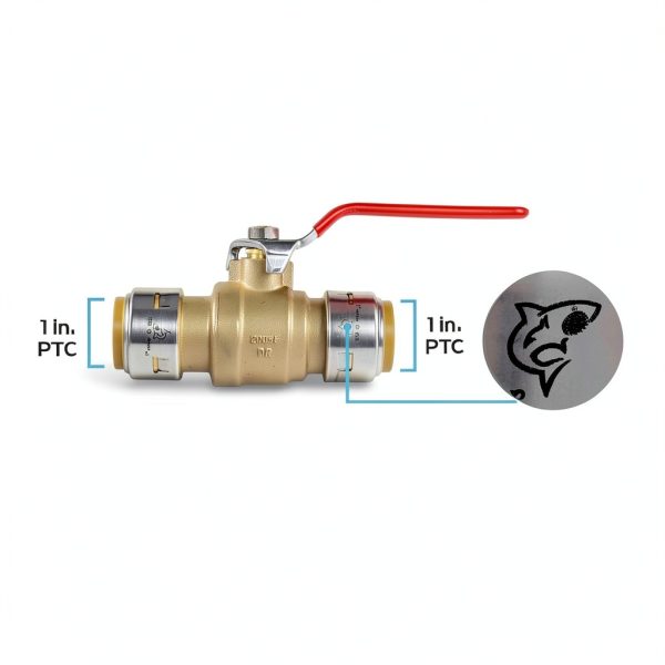 SharkBite Max 1 x 1 in PTC Ball Valve, Push-to-Connect Brass Water Shut-Off Plumbing Fitting, UR22223-1