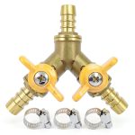 Brass 3 Way Shut-Off Valve, 3/8" Hose Barb 2 Switch Y Shaped Ball Valve Water/Fuel/Air-0
