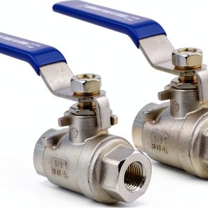DERNORD Ball Valve Stainless Steel 304 1/4" NPT Heavy Duty for Water, Oil, and Gas with Blue Locking Handles (Pack of 2)-0