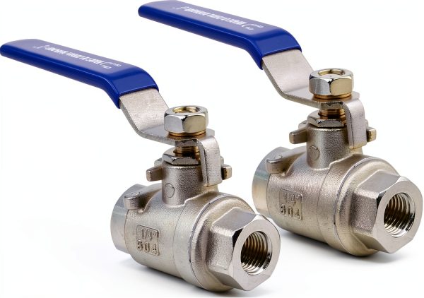 DERNORD Ball Valve Stainless Steel 304 1/4" NPT Heavy Duty for Water, Oil, and Gas with Blue Locking Handles (Pack of 2)-0