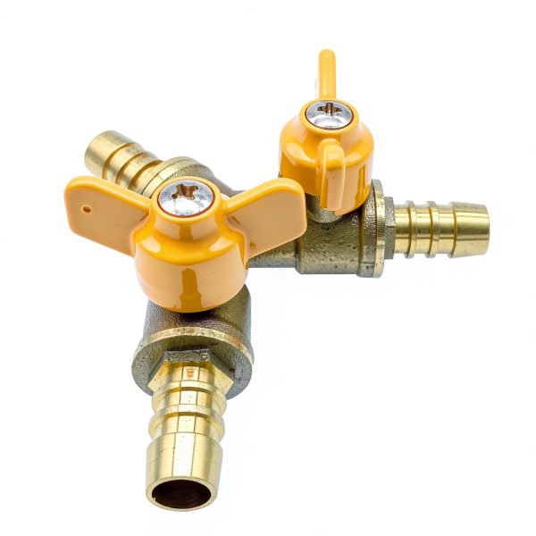 Brass 3 Way Shut-Off Valve, 3/8" Hose Barb 2 Switch Y Shaped Ball Valve Water/Fuel/Air-3
