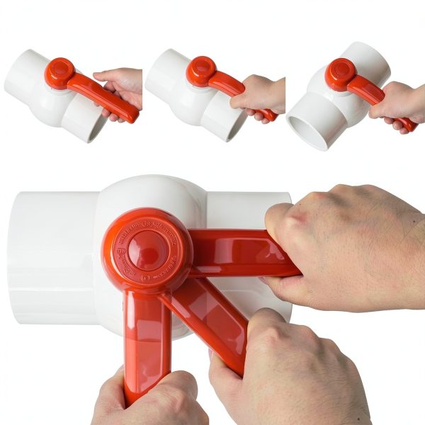 3Inch PVC Ball Valve Water Pipe Shut-off Valve Socket with Red T-Handle for Cold Water Supply lines, Irrigation Pipe fitting System(Socket x Socket), 3" PVC Water Shut-off Valves Fitting, SCH40-2