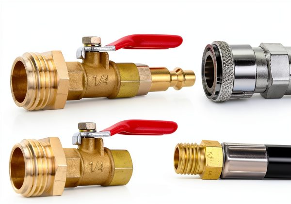 RV Winterize Blowout Adapter Kit - 1/4" Male Quick Connect Plug and 3/4" Male GHT Thread, Wintering Quick Fitting with Ball Valve and 2 Pcs Washers for Winterize RV Boat Camper Trailer-3