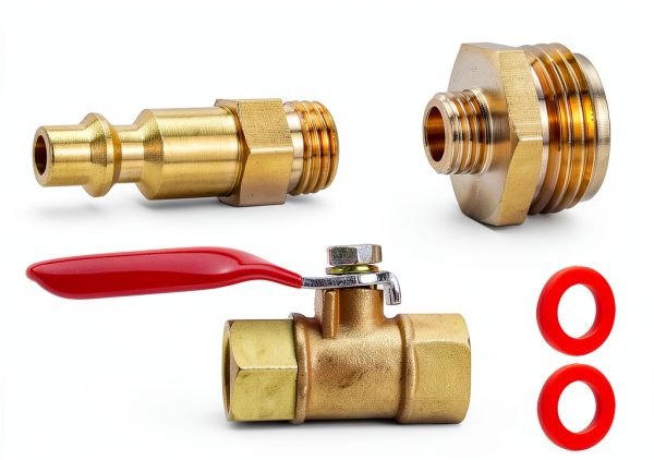 RV Winterize Blowout Adapter Kit - 1/4" Male Quick Connect Plug and 3/4" Male GHT Thread, Wintering Quick Fitting with Ball Valve and 2 Pcs Washers for Winterize RV Boat Camper Trailer-4