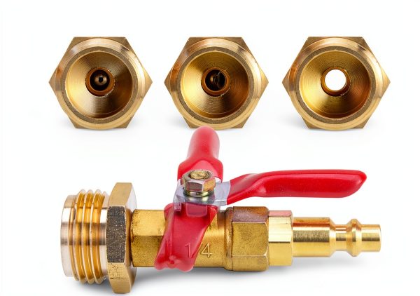 RV Winterize Blowout Adapter Kit - 1/4" Male Quick Connect Plug and 3/4" Male GHT Thread, Wintering Quick Fitting with Ball Valve and 2 Pcs Washers for Winterize RV Boat Camper Trailer-1
