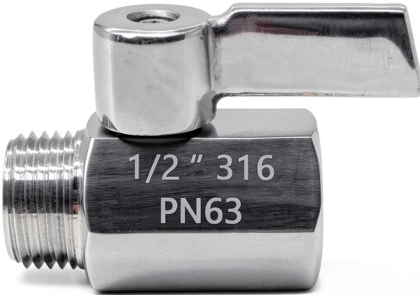 Beduan Mini Ball Valve Stainless Steel 316 1/2" NPT Male x Female Shut-4