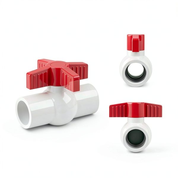 3/4" PVC Ball Valve, 6 PACK Red T-Handle Shut-Off Valve for Cold Water Supply Lines and Outdoor Plumbing-2