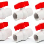 3/4" PVC Ball Valve, 6 PACK Red T-Handle Shut-Off Valve for Cold Water Supply Lines and Outdoor Plumbing-0